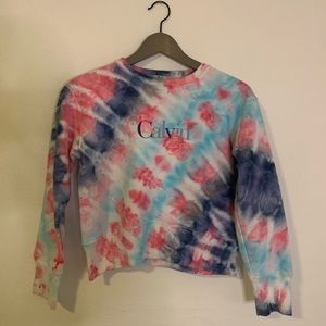 Calvin Klein Cropped Tie Dye Sweatshirt